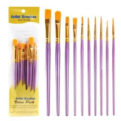 Nylon-Haarpinsel-Set 10er Kunststoffstiel Acryl- und Ölmalerei - 7