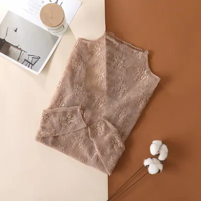 Women's Lace Base Layer Long-Sleeve Slim-Fit Mesh Top - 9