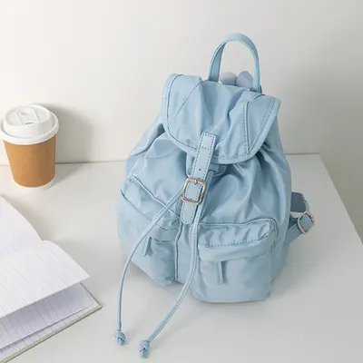 Women's Lightweight Nylon Backpack with Drawstring Closure - 6