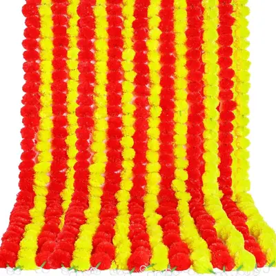 Tagetes Çiçek Çelengi, Diwali Düğün Dekorasyonu, Plastik - 3