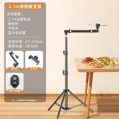 Floor Tripod with Overhead Phone Mount, Portable Vlog Selfie Stick with Fill Light - 9