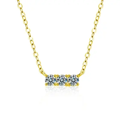925 Silver Moissanite Necklace, Seven Princess Design, Clavicle Chain - 9