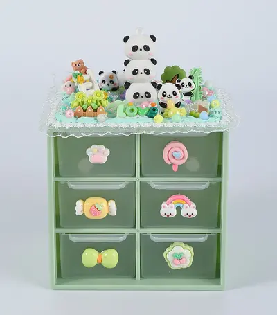 Children's 6-Compartment Jewelry Storage Box with Cream Glue DIY Craft Kit - 10