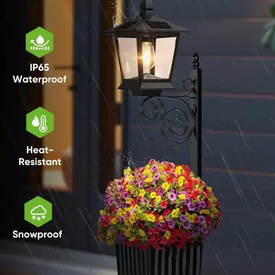 2-in-1 Solar-Außenleuchte mit Blumentopf, wasserdicht, warmweiß