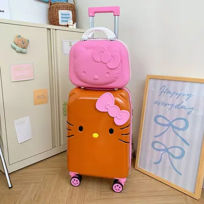 Cute Cat Print Large Capacity Trolley Case, Lightweight and Silent Wheels - 9
