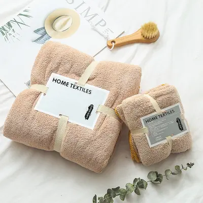 Mercan velvet towel bath towel set two-piece facial towel soft absorbent parent-child towel set home gift gift item - 12