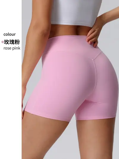Çıplak his yüksek bel yoga üç çeyrek şort, yüksek elastikiyetli, kalça kaldıran - 9