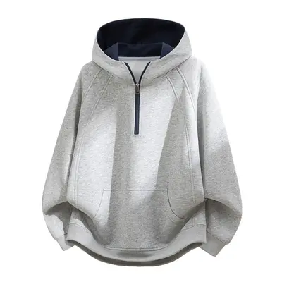 Men's Hooded Sweatshirt, Half-Zip, Cotton, Autumn-Winter