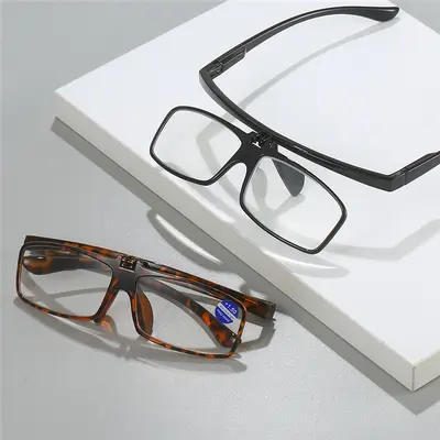 Men's Flip-Top Anti-Blue Light Reading Glasses, Large Frame