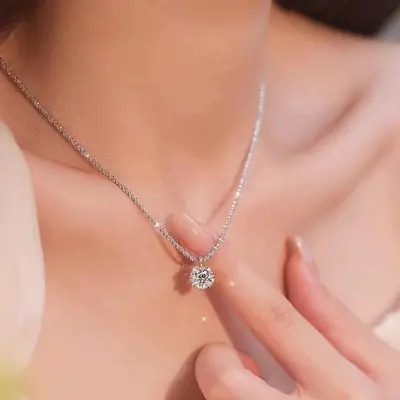 S925 gümüş zirkon kolye tek elmas taşlı