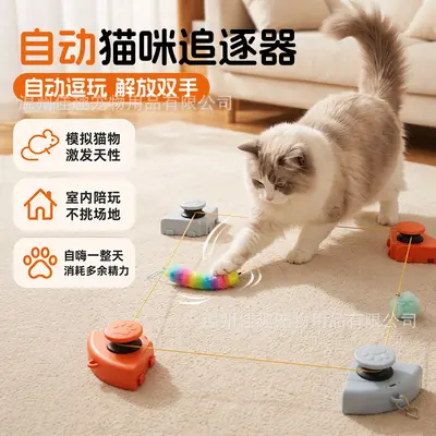 Remote Control Cat Chaser Toy with Bird Sound, Smart Self-Play
