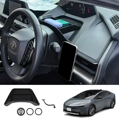 2023 Toyota Prius 60 Series Dashboard Storage Box with Magnetic Phone Holder - 7