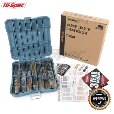 Hi-Spec 130 Piece Drill Bit Set with Twist and Masonry Bits