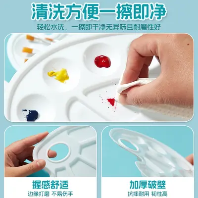 Çocuk resim fırçası seti ahşap saplı yağlı boya renk paleti - 3