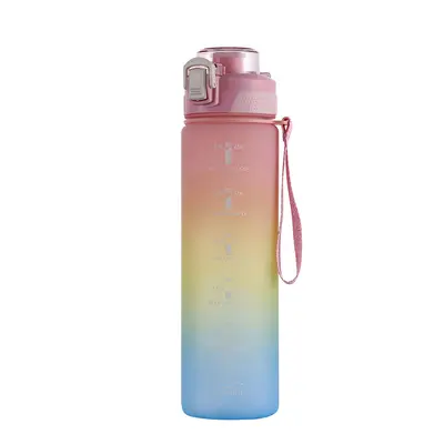 1-Liter-Sportwasserflasche aus Kunststoff mit Verlauf und Ein-Klick-Deckel