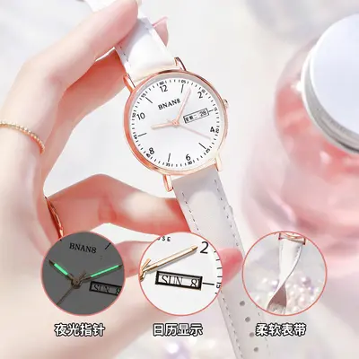 Student watch, mechanical, genuine leather strap