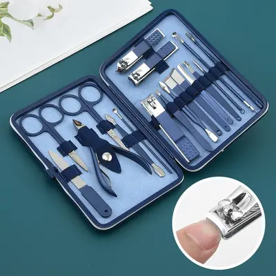 Edelstahl Maniküre-Set, 18-teilig, blau