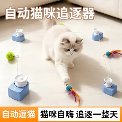 Electric Cat Chaser Toy with Suction Cup, 4-in-1, Replacement Heads - 1
