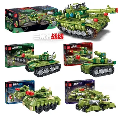 Children's Character Building Block Tank Set, 8-in-1, Small Particles