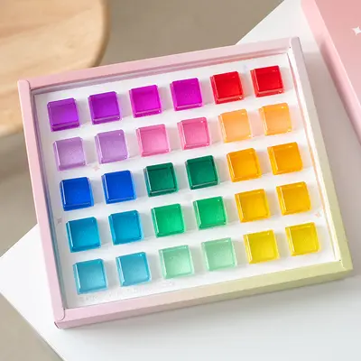 Acrylic high transparency building blocks cubic rainbow building blocks children's educational toys creative light-transmitting gemstone building blocks toys