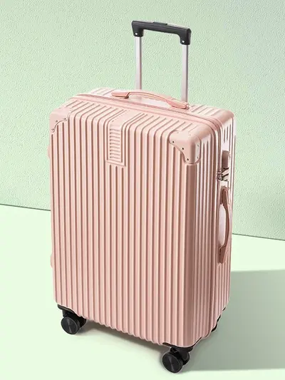 2026 Vintage Aluminum Frame Luggage Trolley Case Universal Wheel Travel Suitcase Password Lock Leather Suitcase Parent-Child 20/24/28 inches