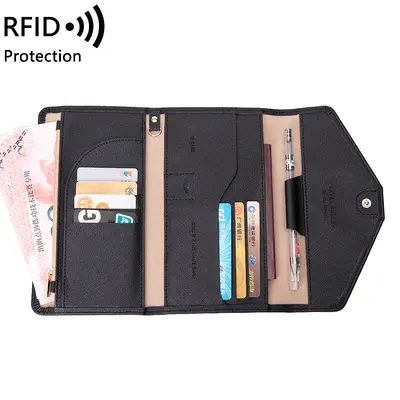 RFID pasaport cüzdanı, üç katlı, deri, seyahat için - 7