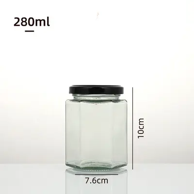 Hexagonal Glass Jar with Lid, Airtight - 12