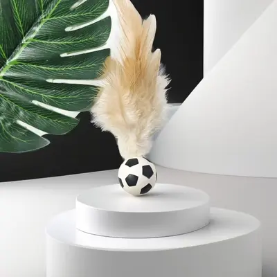 Cat toy feather elastic ball interactive teaser