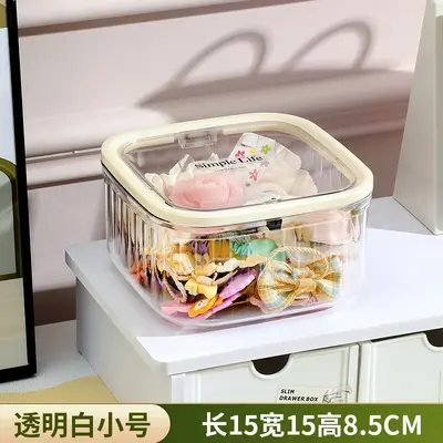 Transparent Desktop Storage Box with Pop-Up Lid for Hair Accessories - 9