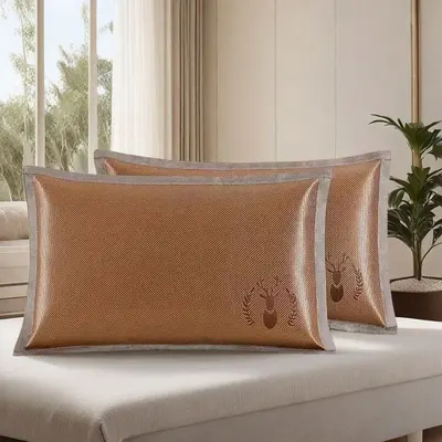 Summer Ice Silk Pillowcase, Cool Bamboo Pillow Cover, 2-Pack