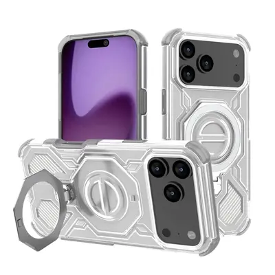 iPhone 17 Transparent Magnetic Case, Air-Cushion Corners, With Stand - 12