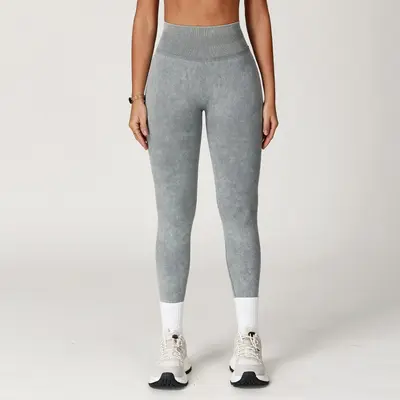 Washed Matte Seamless Yoga Leggings, High Waist - 10