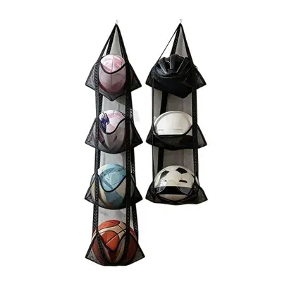 Wall-Mounted Over-the-Door Ball Storage Bag for Footballs and Toys
