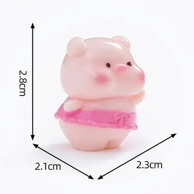 Cute Cherry Blossom Piglet Figurine for Dollhouse and DIY Decoration - 9