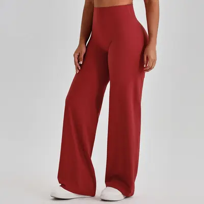 Damen Yogahose mit hoher Taille, weitem Bein und atmungsaktivem Stoff - 11
