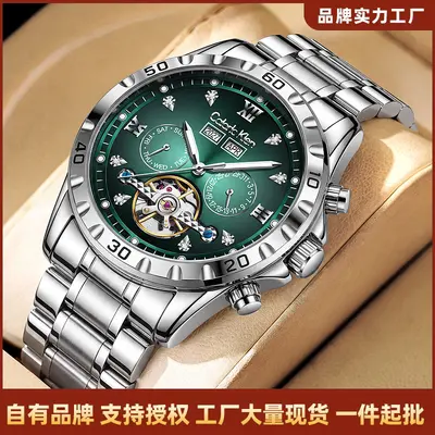 Erkek mekanik saati tourbillon, multifunksiyonel, su geçirmez