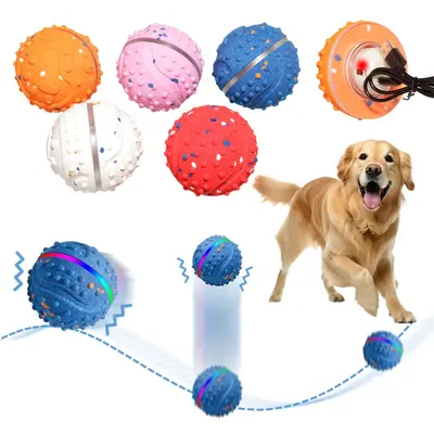 Smart Bouncing Dog Ball, Self-Play Toy, Durable Chew and Teething Ball