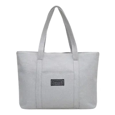 Women's Shoulder Tote, Imitation Linen Shopping Bag, Large Capacity - 6