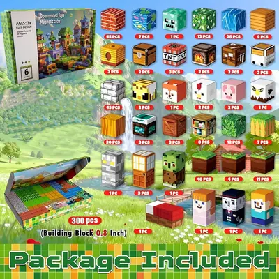 Magnetic building blocks animal home, four-piece wooden toy - 8