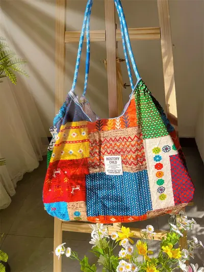 Large Printed Fabric Tote Bag, Casual Single-Shoulder Bag for Women - 5