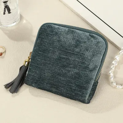 Square Jewelry Storage Pouch with Tassel Zipper, Portable Travel Bag - 10