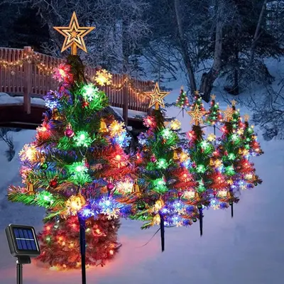 Solar Christmas Cedar Tree Lights, Outdoor Lawn Decoration LED Garden Lamp - 8