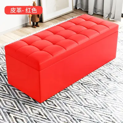 Home Shoe Changing Stool with Storage, Rectangular Entryway Bench - 11