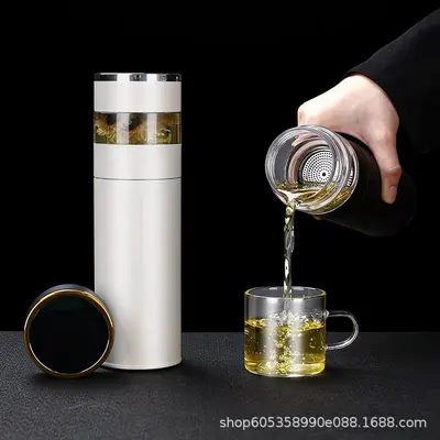 316 Stainless Steel Temperature Display Insulated Cup with Tea Infuser - 3
