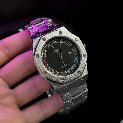 Men's quartz watch waterproof roman numerals steel strap - 7