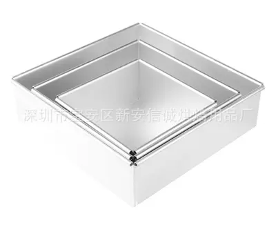 Xincheng 6, 8 ve 10 inç Kare Sabit Tabanlı Anodize Şifon Kek Kalıbı