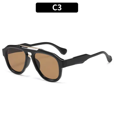 Double-Bridge Aviator Sunglasses, Unisex, UV Protection - 8