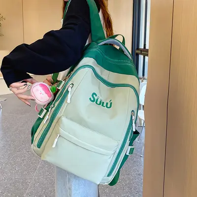 Women's Backpack, Large Capacity, Lightweight, Color-Block Design for Students - 3