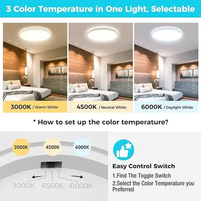 Ultradünne LED-Deckenleuchte, 24W/28W/38W/48W, farbeinstellbar, Wohnzimmer
