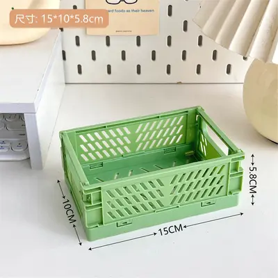 Tengyi Mini Katlanır Plastik Saklama Kutusu Öğrenci Masaüstü Organizatör Bant Kırtasiye Katlanır Sepet Depolama Sepeti